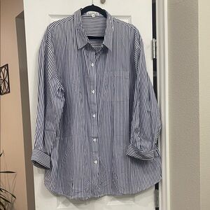 Classic Navy and White Striped Button-Down Shirt